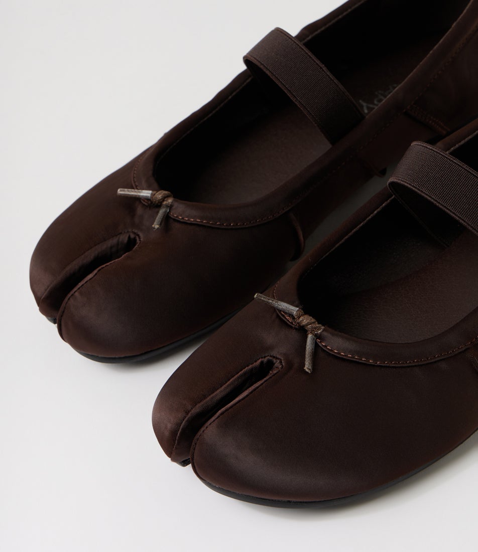 Haru Chocolate Satin Flat Shoes