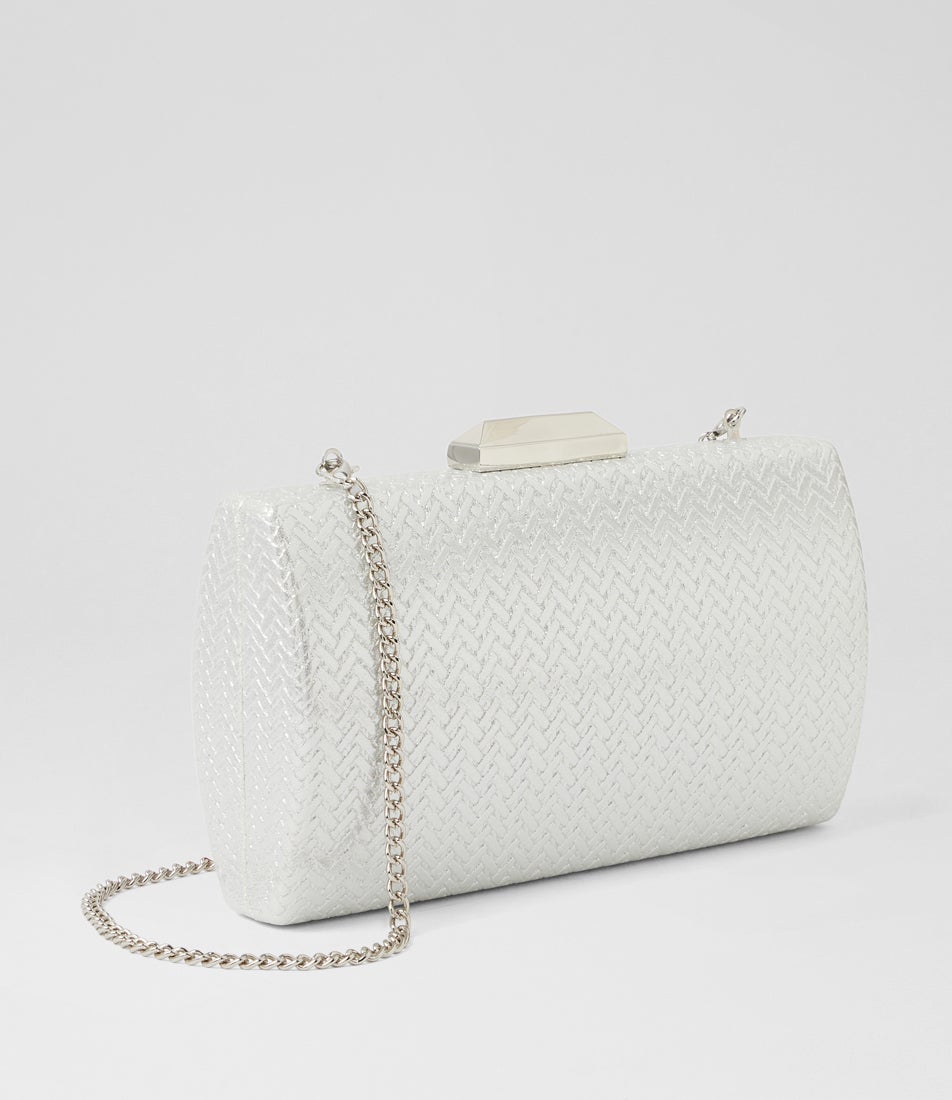Marika Embossed Silver Clutch