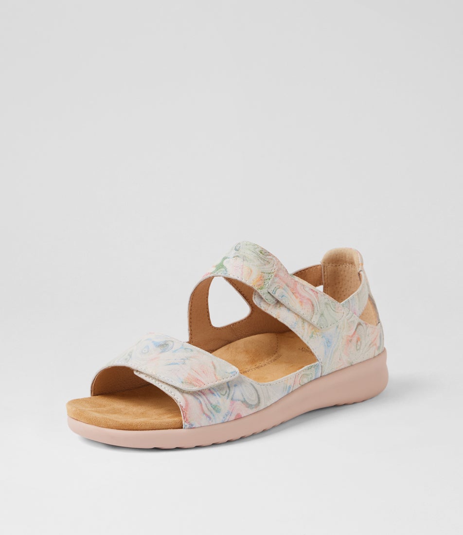 Bopen Xw Nude Floral Leather Sandals