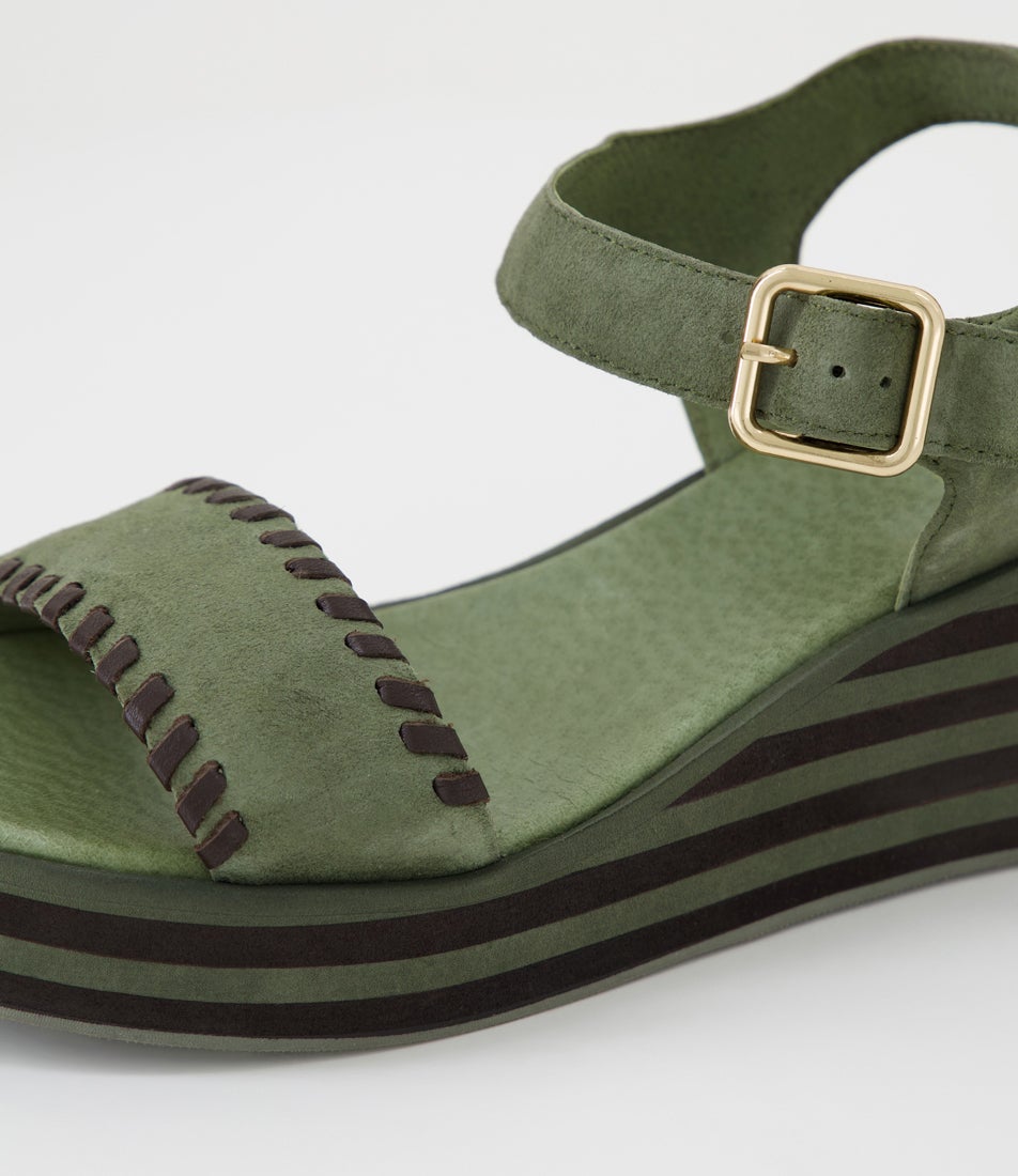Faline Khaki Choc Suede Leather Sandals