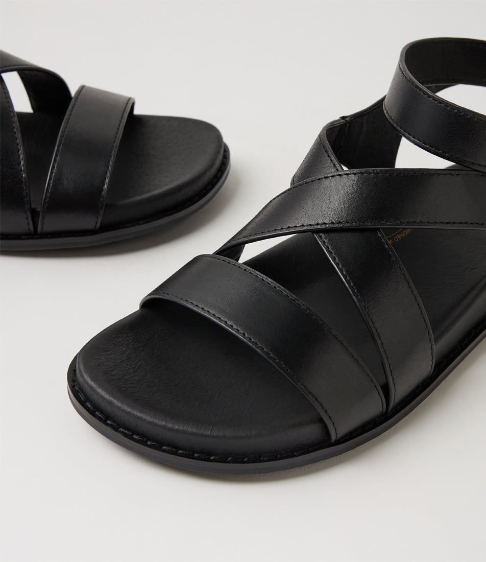 Herra W Black Leather Sandals