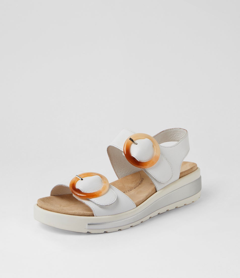 Gathas W White Leather Sandals