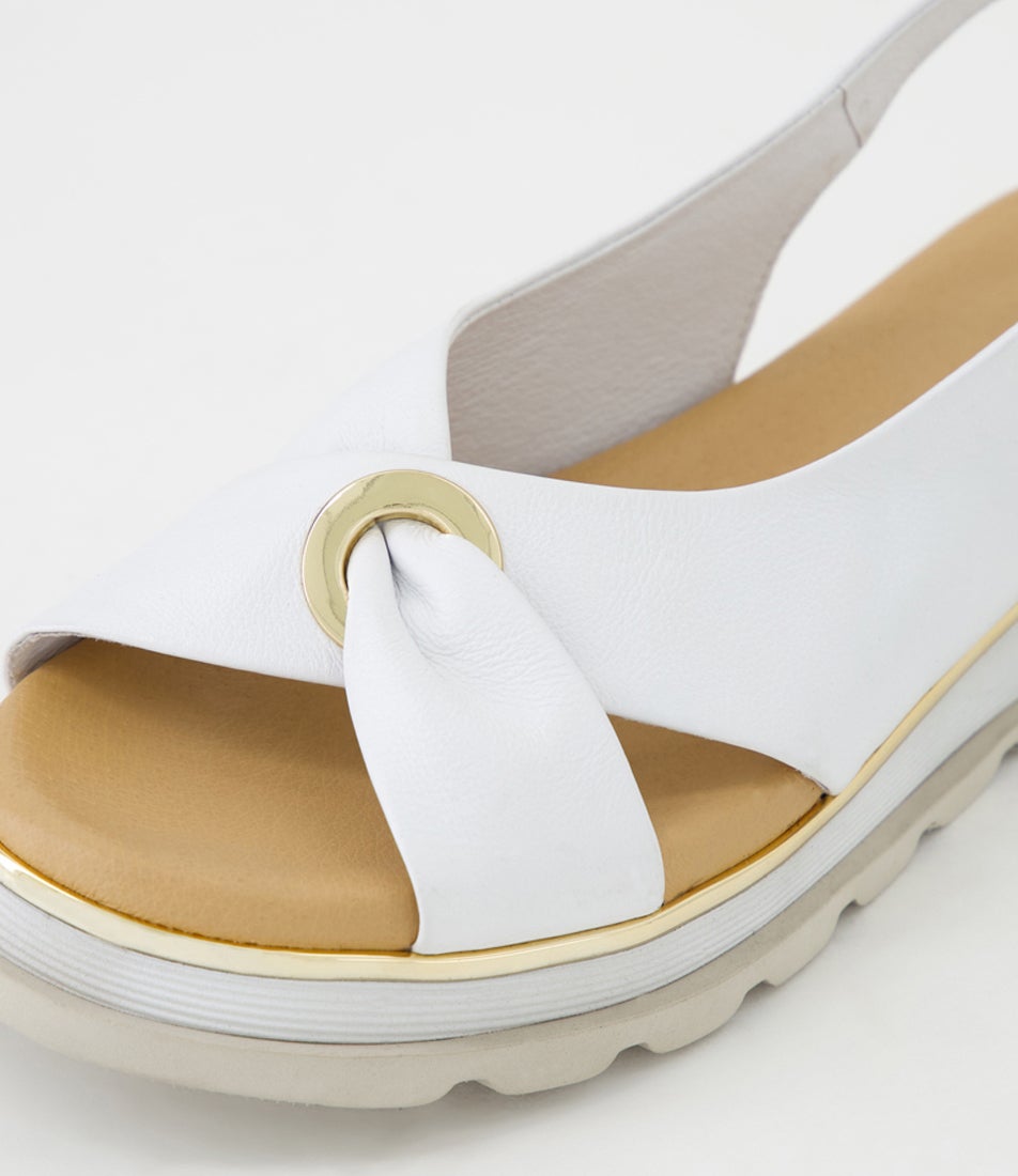Crystin White Leather Sandals