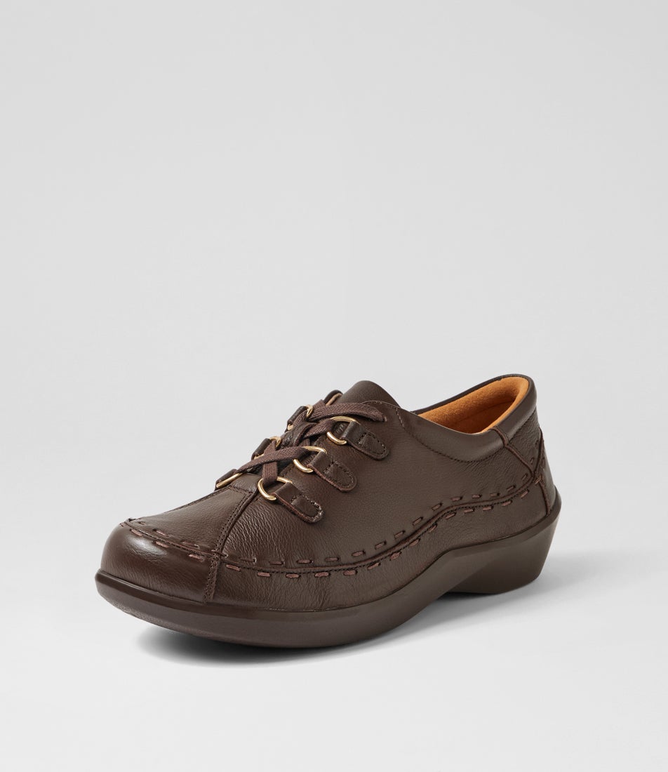 Allsorts Xw Choc Leather Lace Up Flats