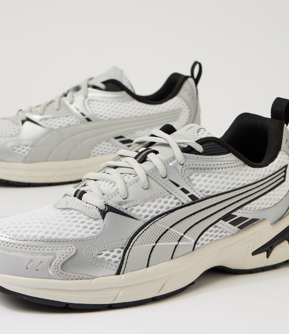Milenio Tech 2000 M White Cool Grey Black Mesh Sneakers