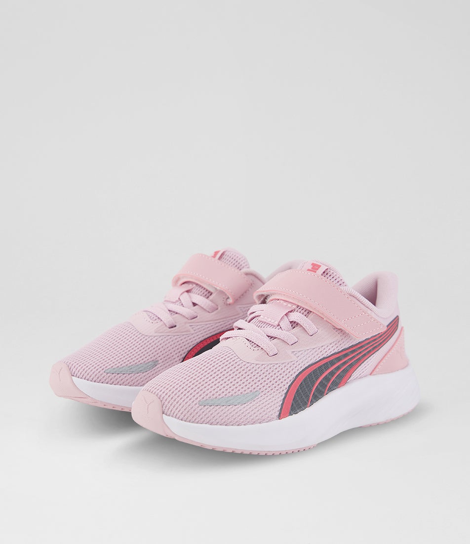 Pounce Lite Junior Rose Mauve Silver White Mesh Sneakers