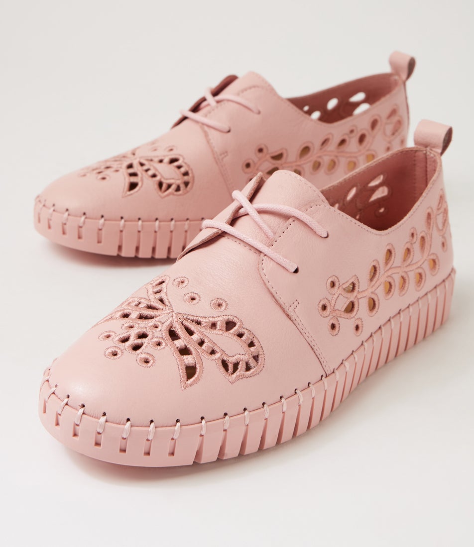 Hycinth Pretty Pink Leather Lace Up Flats