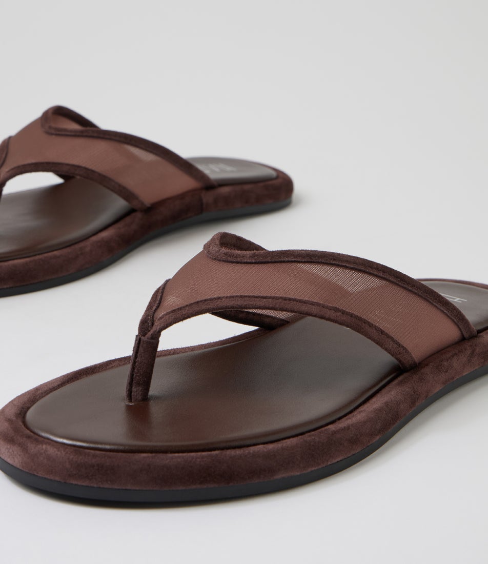 Midnight Choc Mesh Suede Thongs