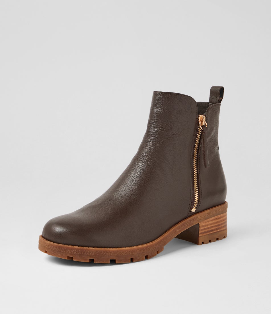 Marlieso Choc Leather Ankle Boots