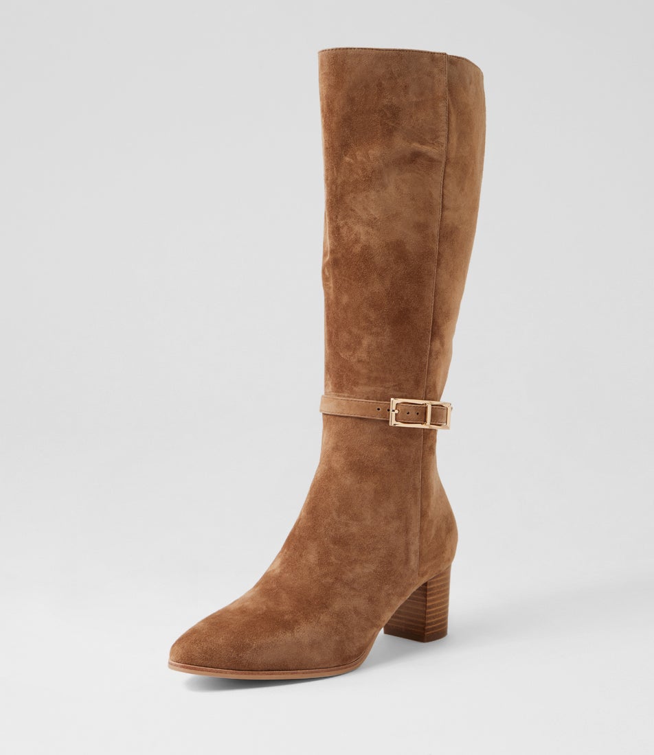 Briellas Light Choc Natural Suede Knee High Boots