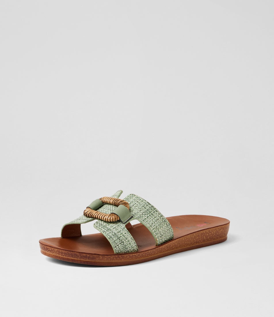 Kollison Pistachio Synthetic Raffia Slides