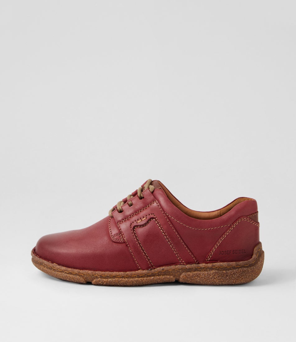 Neele 44 Bordeaux Leather Lace Up Flats