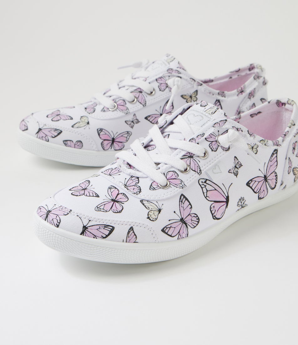 Mynka Butterfly Print Canvas Lace Ups