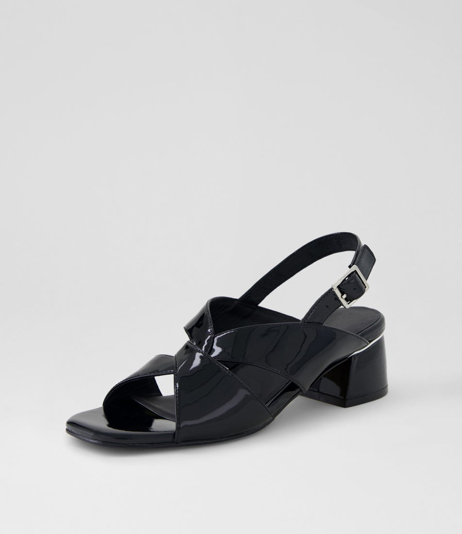 Carlen W Black Patent Leather Sandals