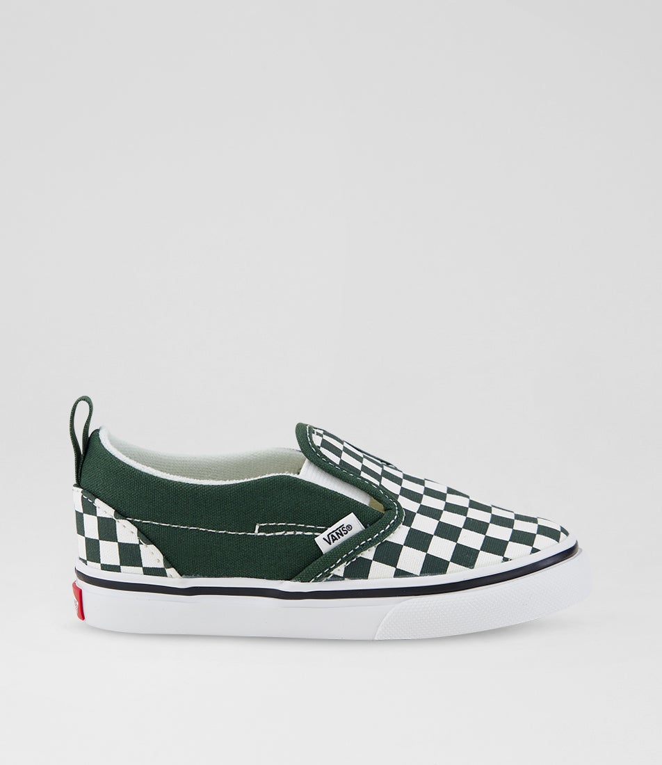 Slip On Checker Toddler Checkerboard Oil Green Canvas Sneakers