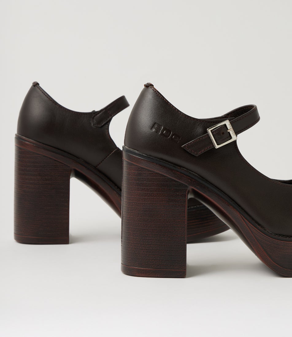 Dixie Chocolate Leather Mary Jane Heels