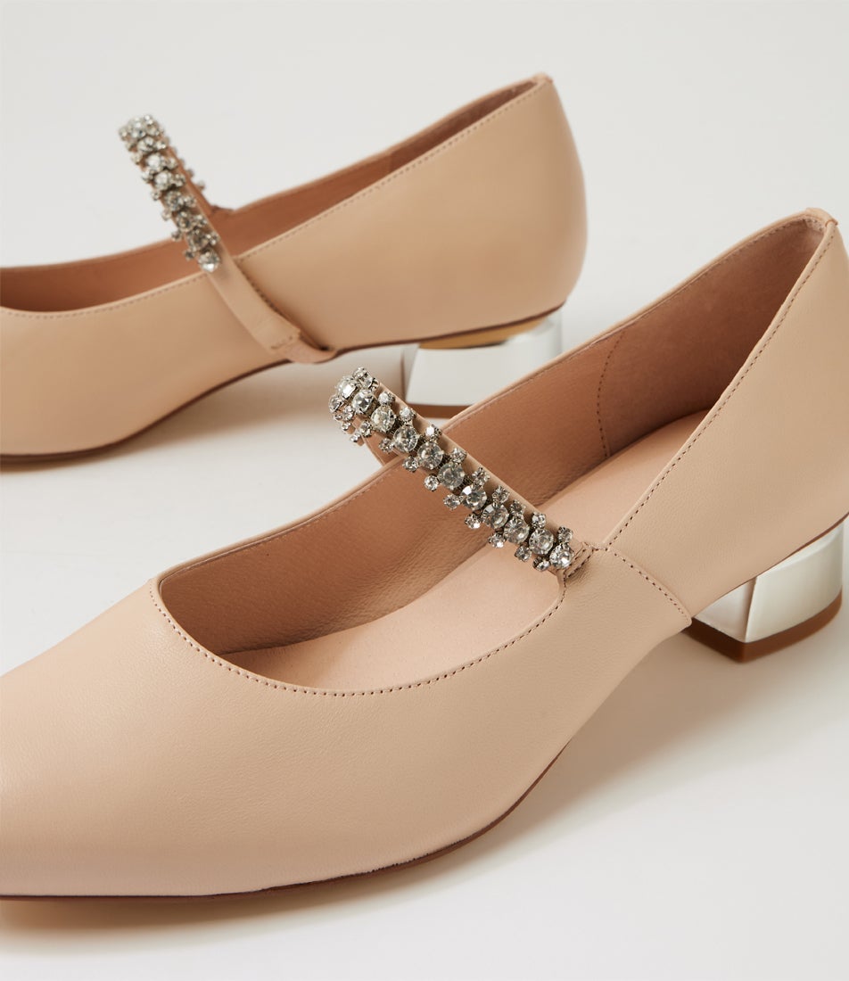 Julena Nude Leather Mary Jane Heels
