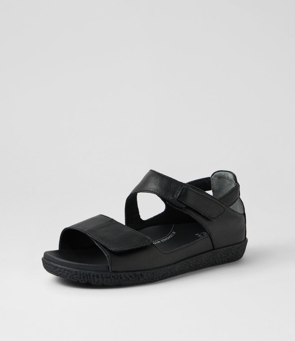 Royde Xw Black Leather Sandals