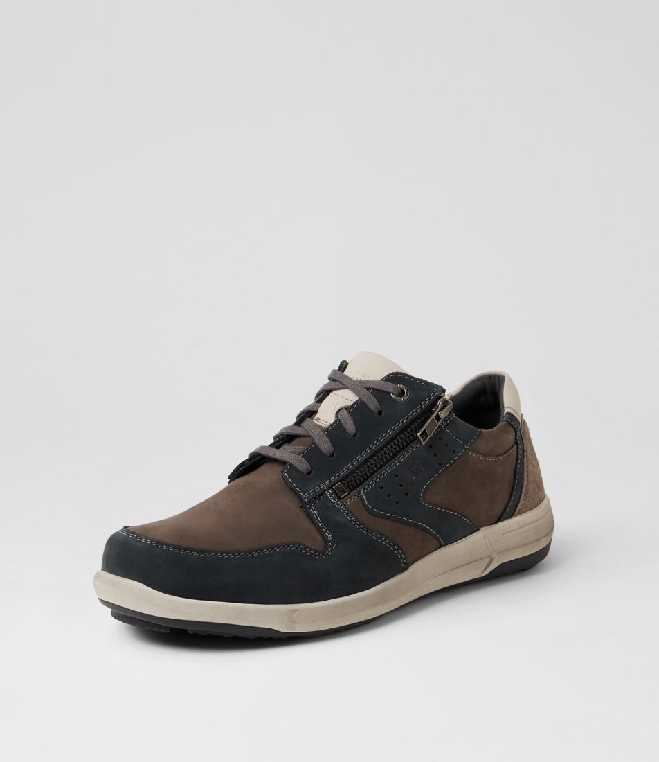 Enrico 20 Asphalt Multi Nubuck Leather Lace Up Flats