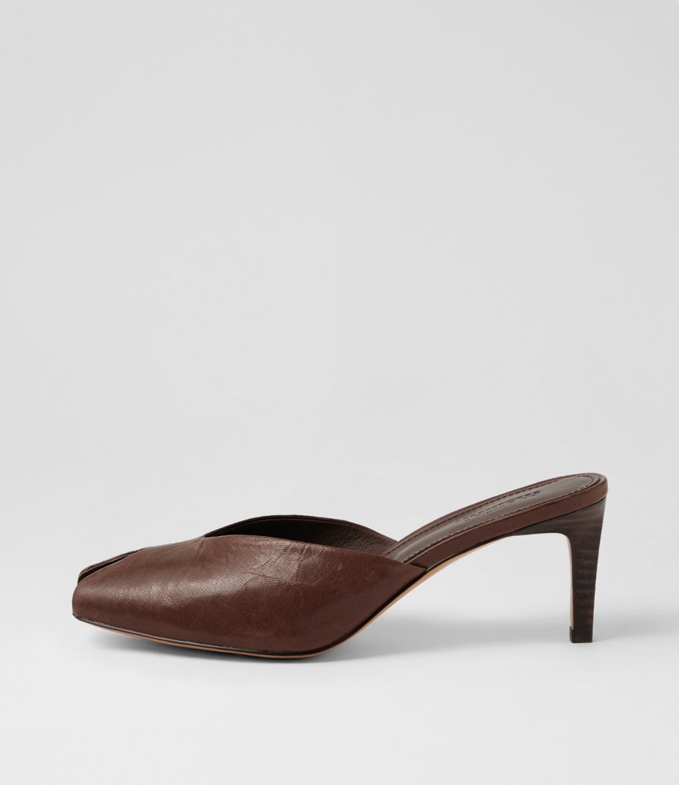 Bonniere Dark Brown Crinkle Leather Sandals
