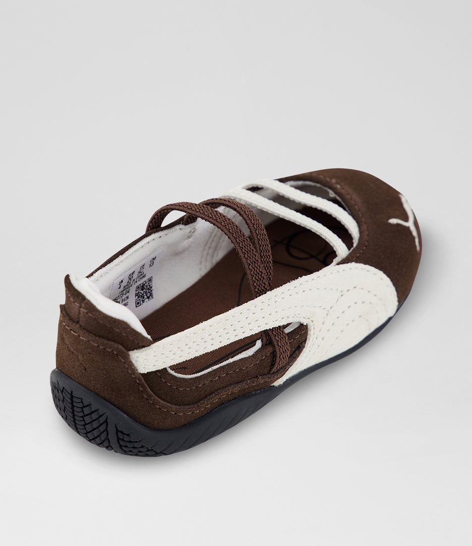 Speeedcat Ballet Toddler Chestnut Brown Warm White Suede Sneakers