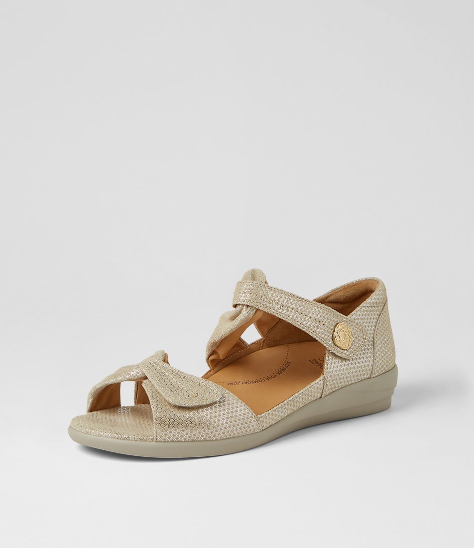 Doxie W Camel Mix Leather Sandals