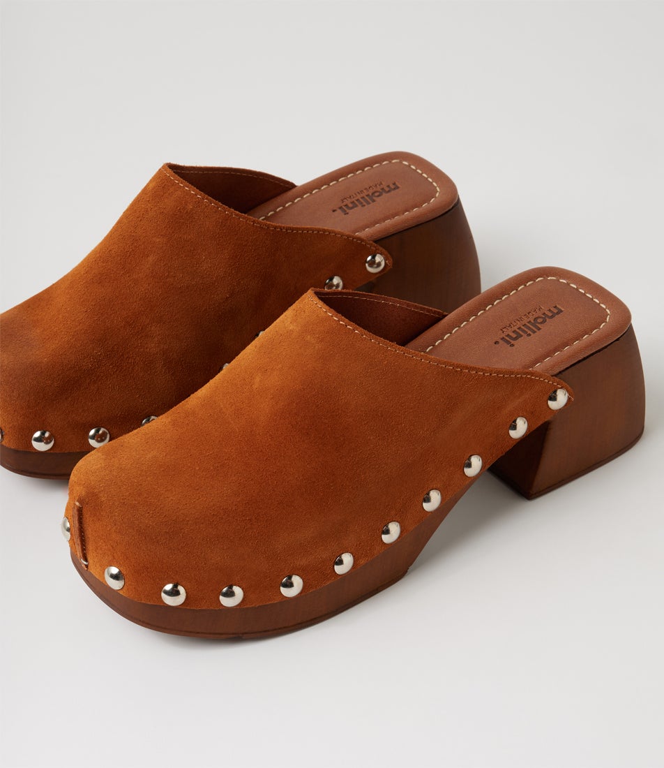 Haven Caramello Suede Clog Heels