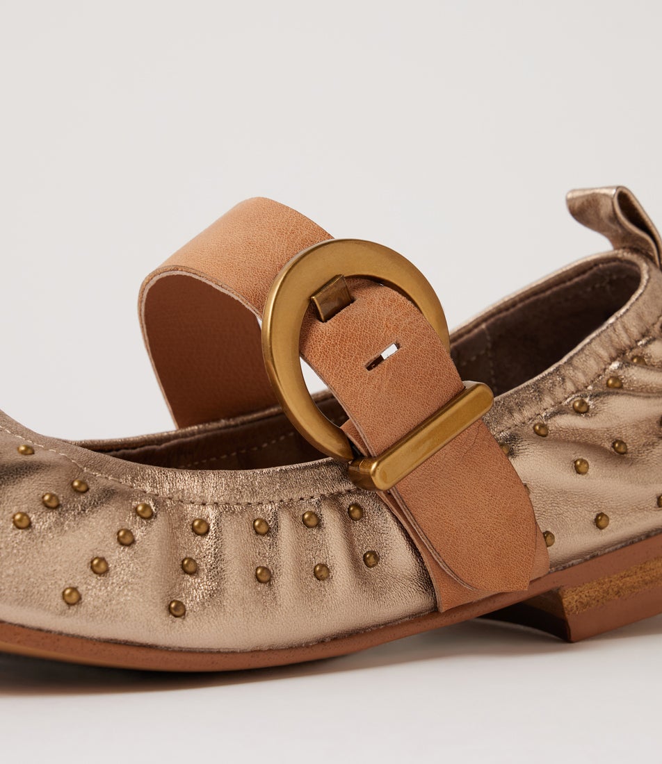 Ivon Champagne Tan Leather Ballet Flats