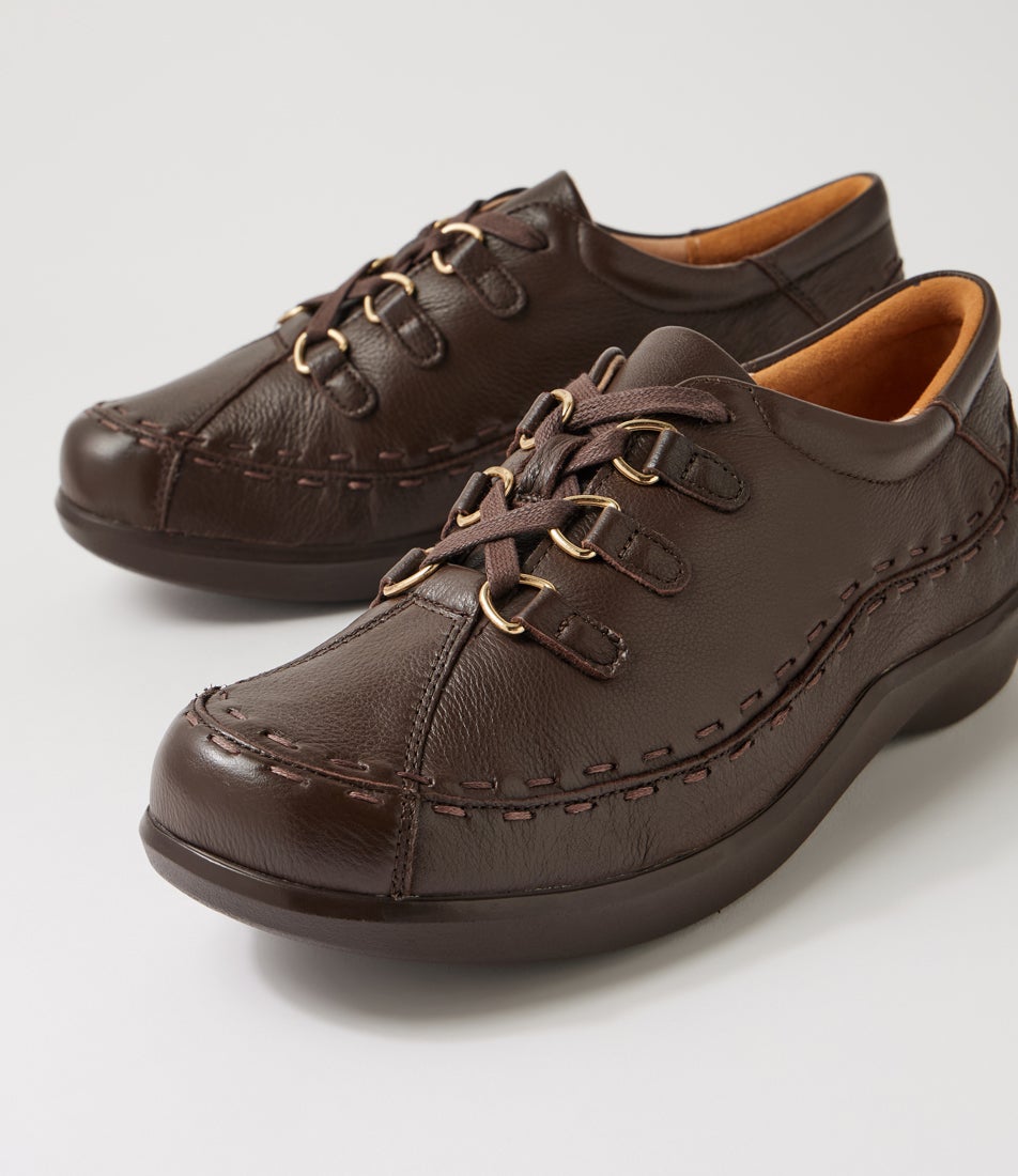 Allsorts Xw Choc Leather Lace Up Flats