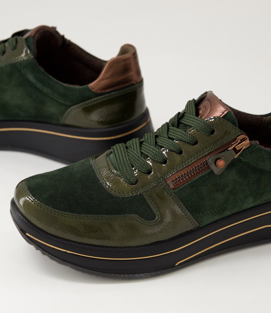 Sappore 40 Forest Green Leather Sneakers