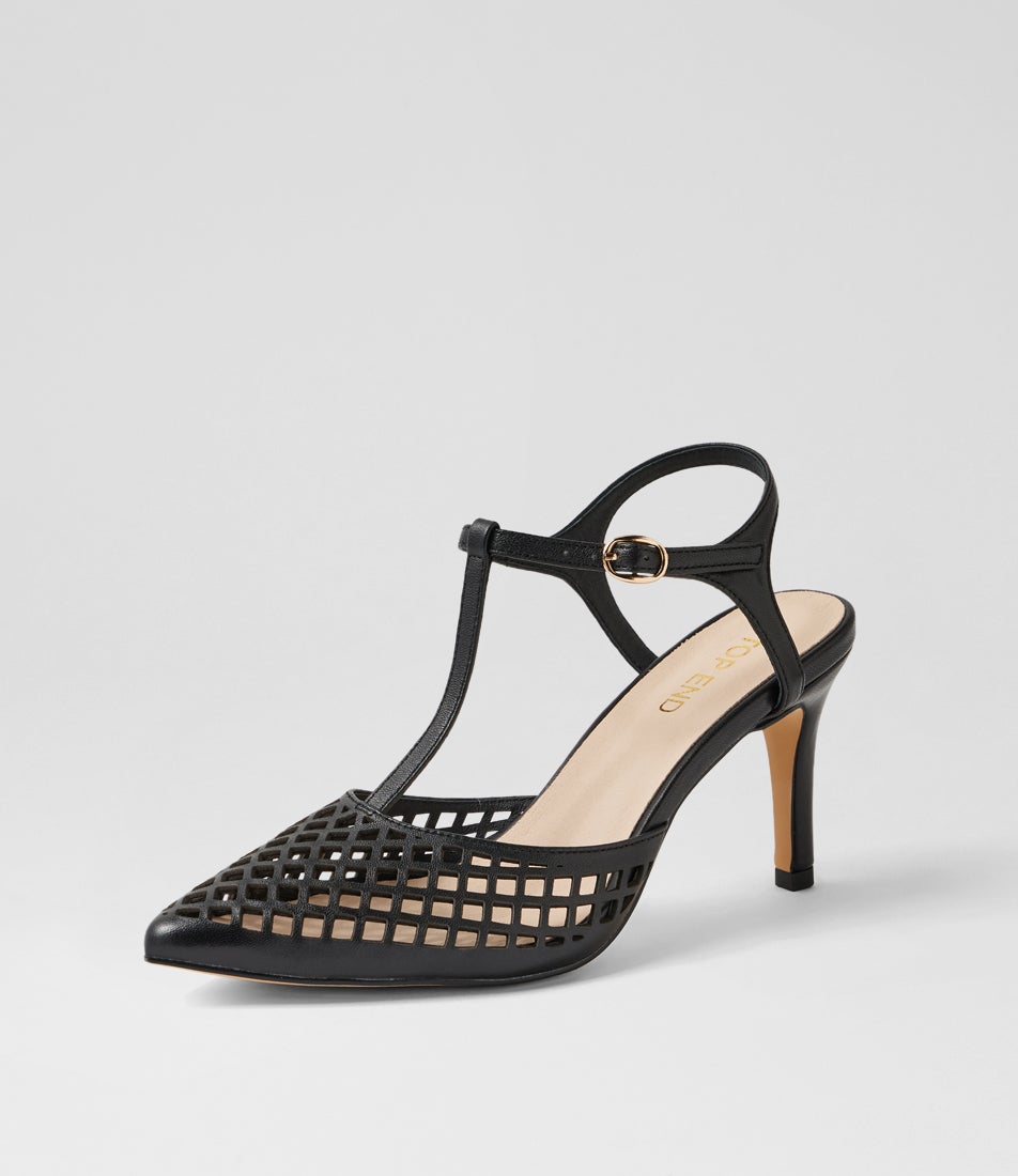Brenn Black Leather Heels