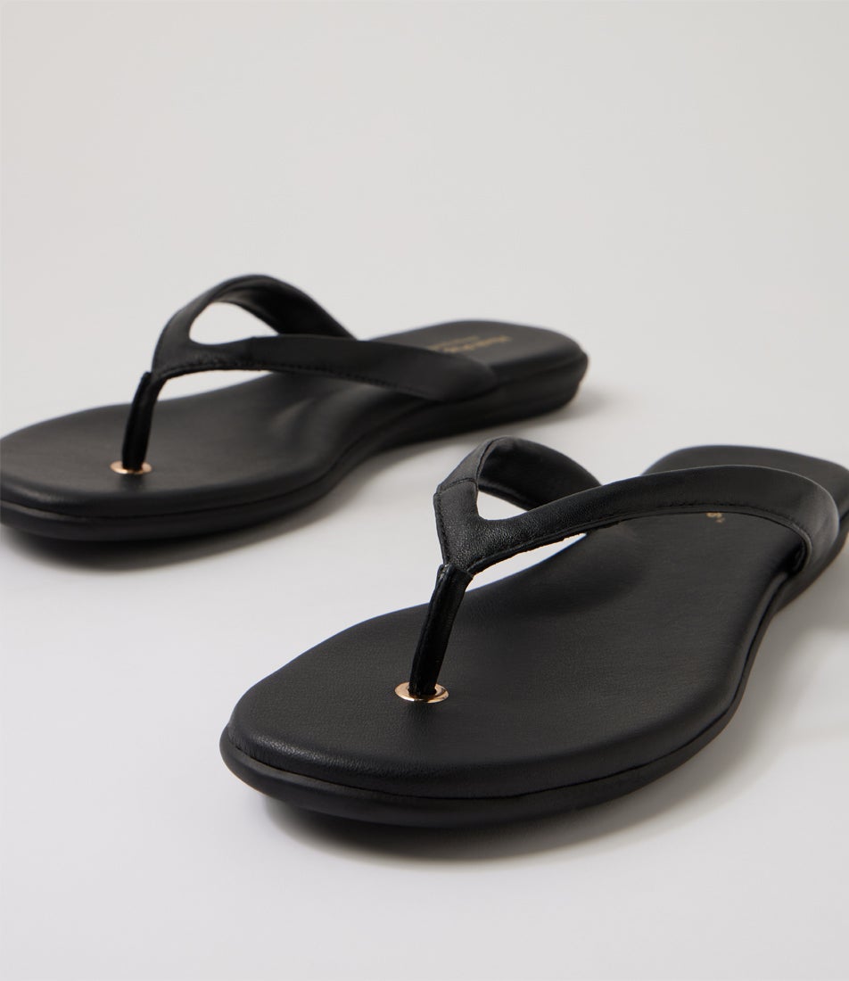 Kora Black Leather Thongs