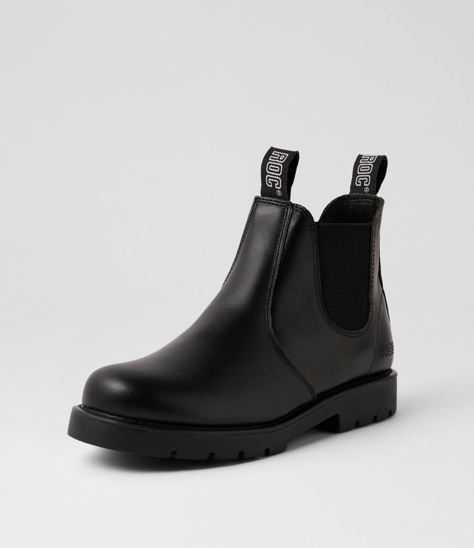 Jumbuk Youth Black Leather Desert Boots