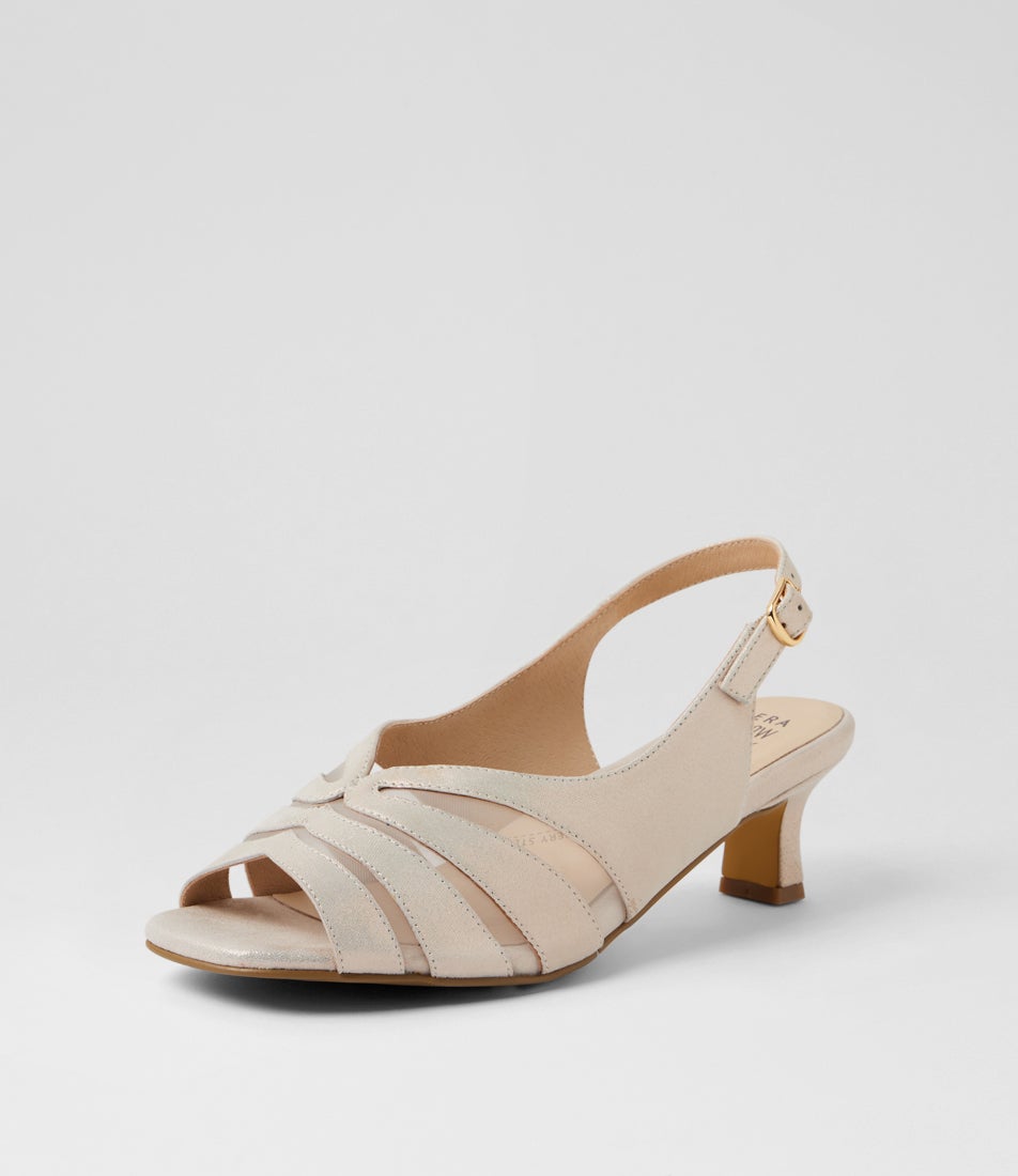 Itta Xw Beige Shimmer Leather Mesh Sandals