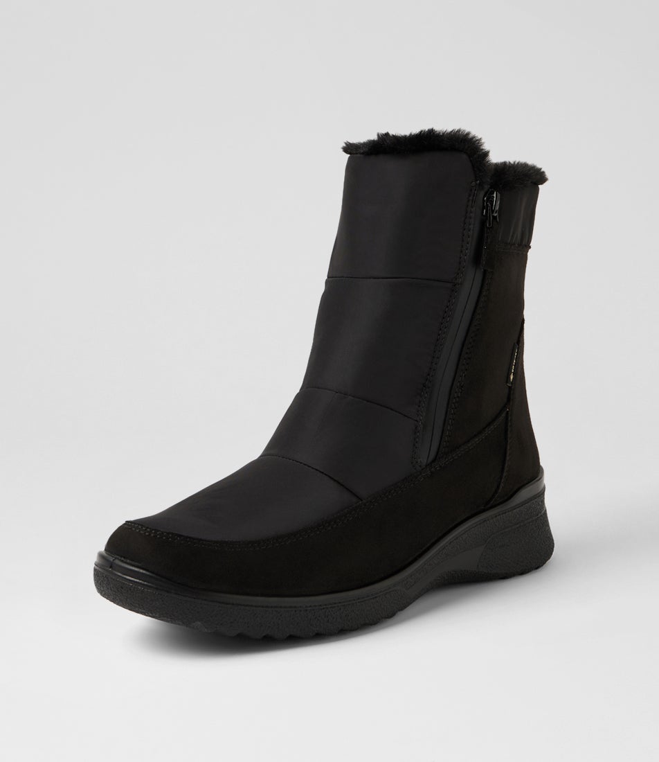 Munchen 2 Black Fabric Ankle Boots