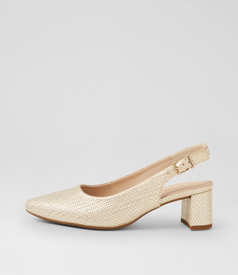 Ginah Gold Print Leather Slingbacks