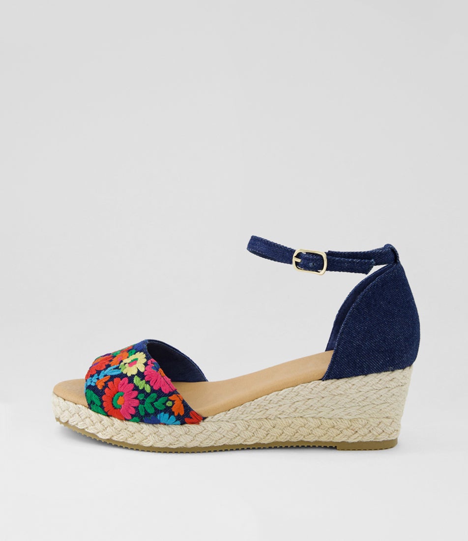 Slopey Bright Navy Multi Sandals