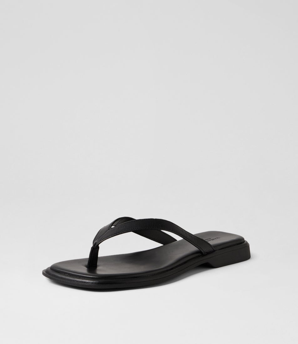 Izzy Black Leather Thongs