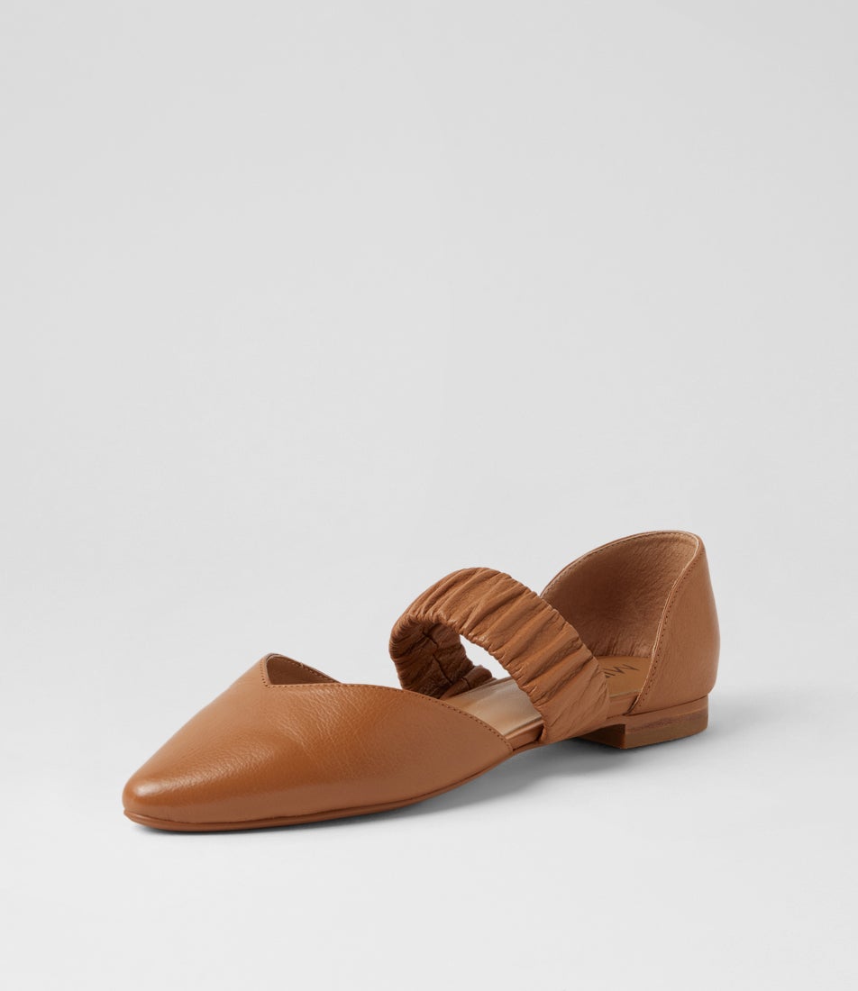 Garfield Dark Tan Leather Flat Shoes