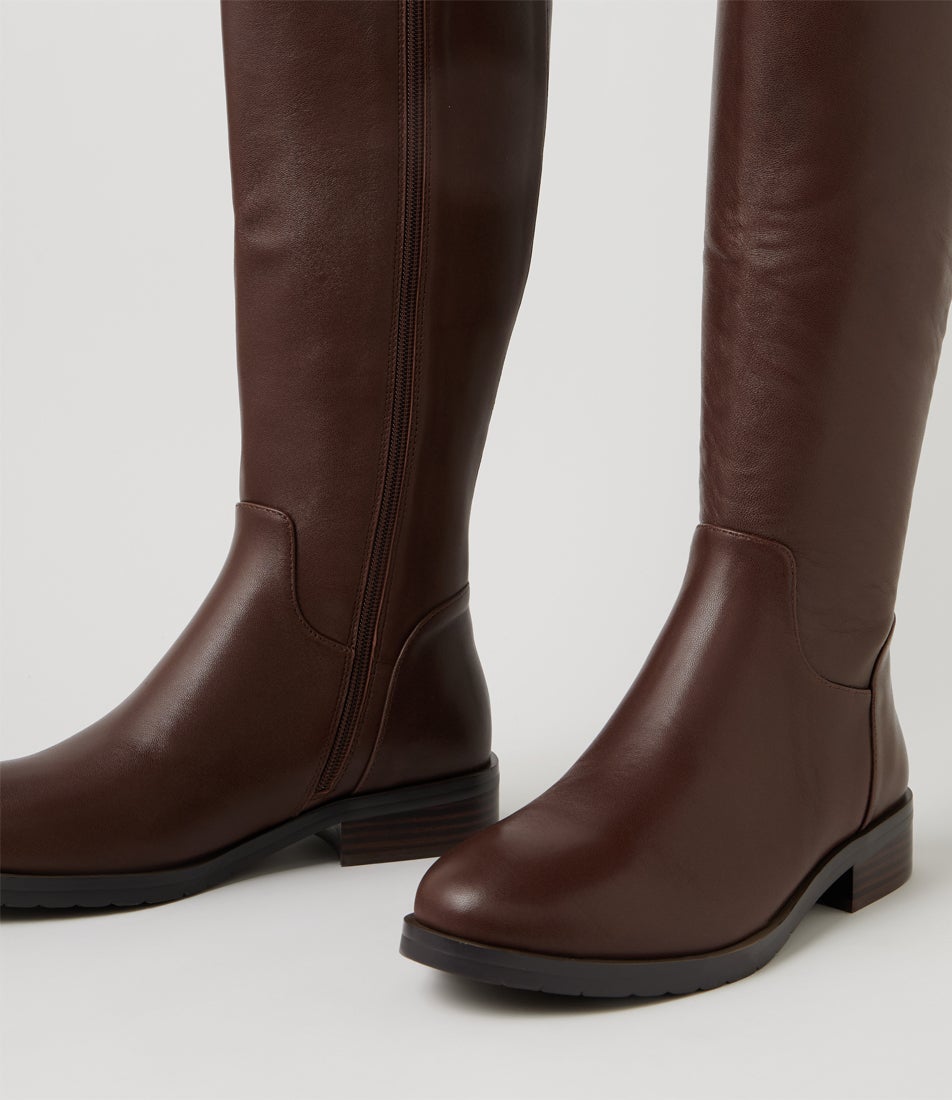 Teagle Rich Brown Leather Knee High Boots
