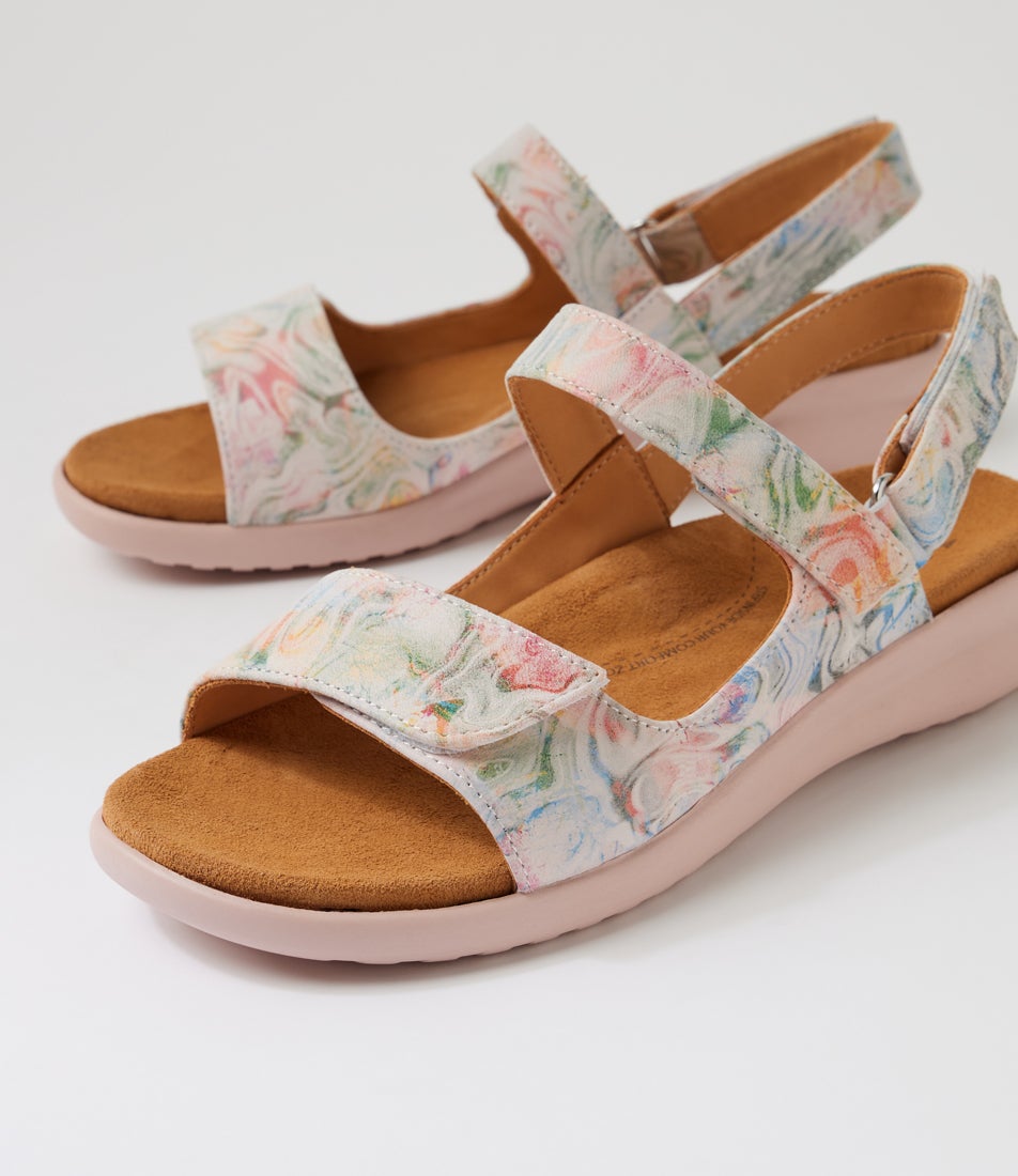 Benji Xw Nude Floral Leather Sandals