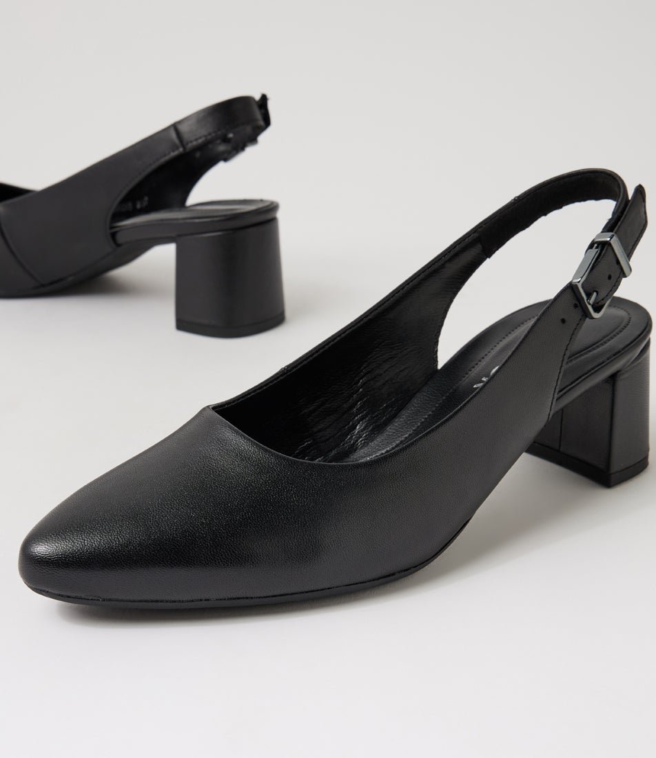 Ginah Schwarz Leather Slingbacks