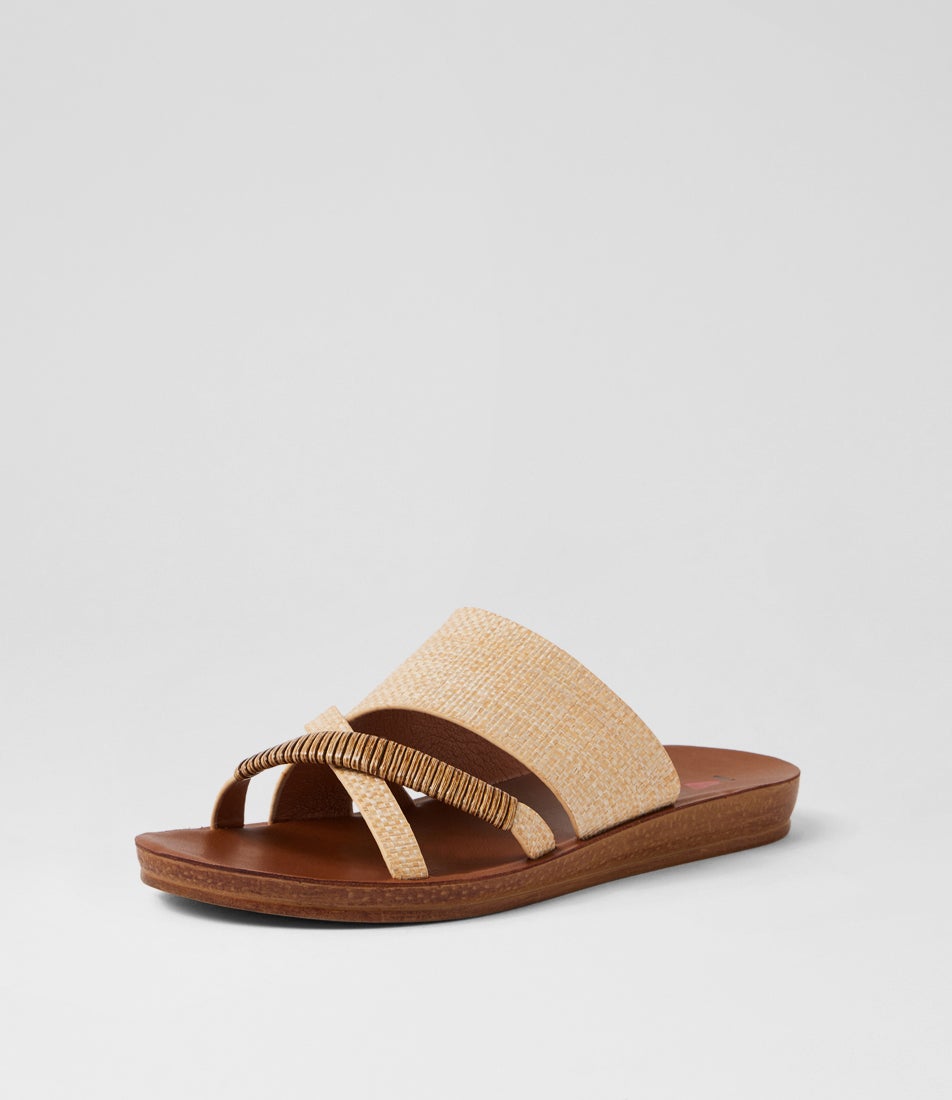 Kistune Natural Synthetic Raffia Slides