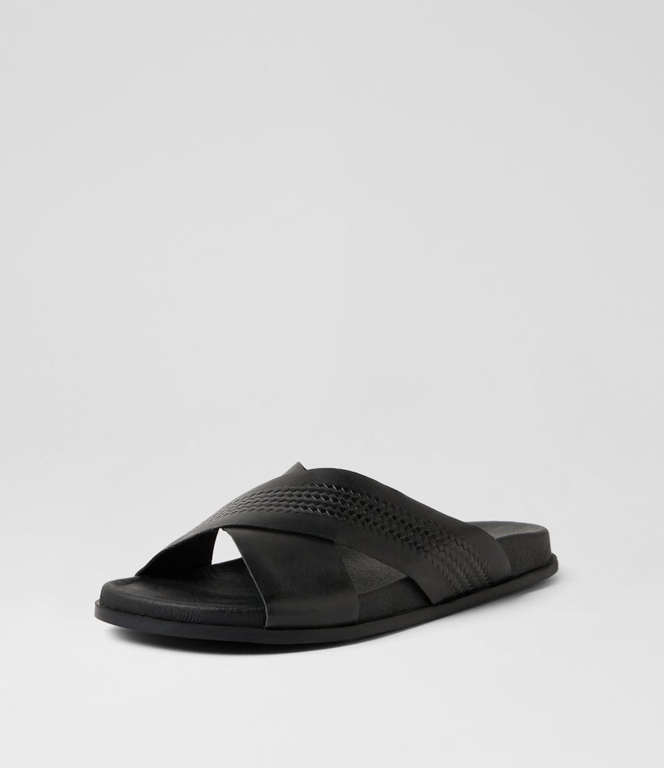 Tamy Black Leather Slides