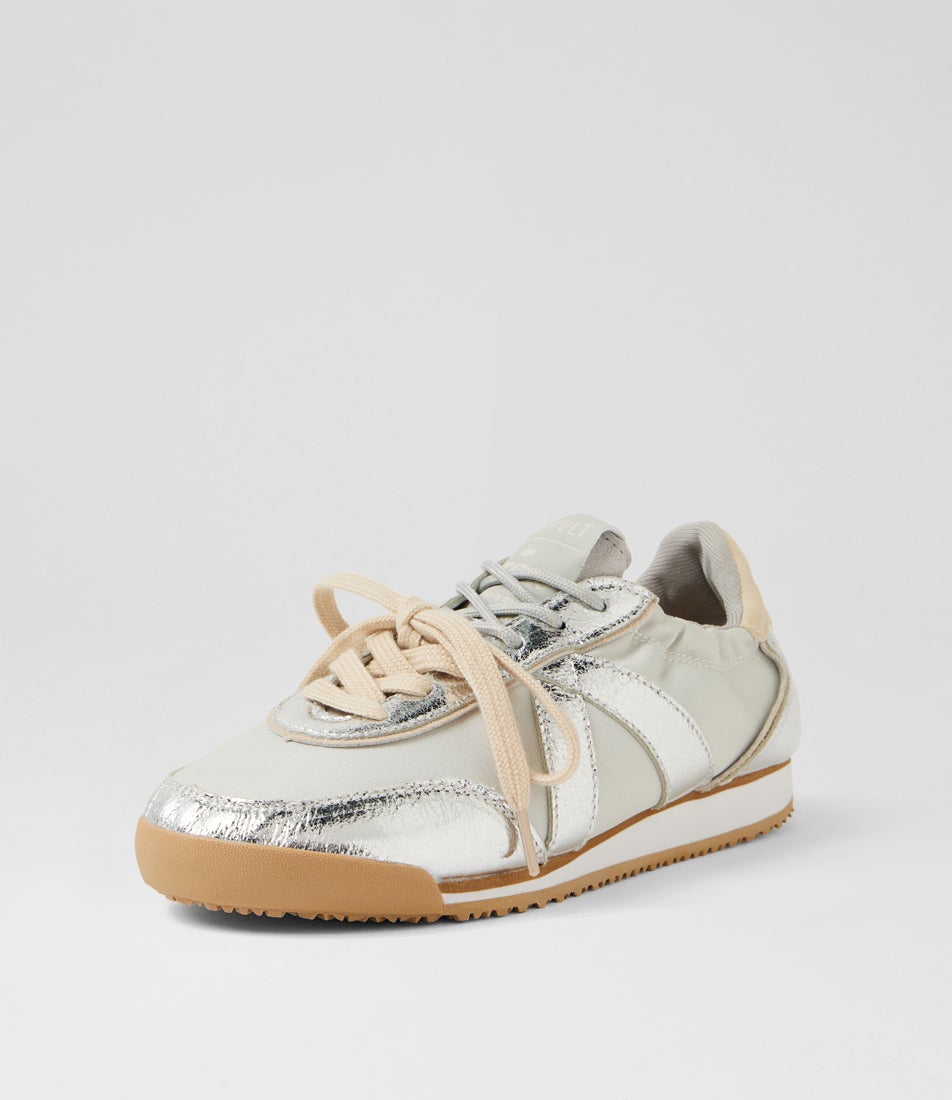Grace Silver Tan Satin Sneakers