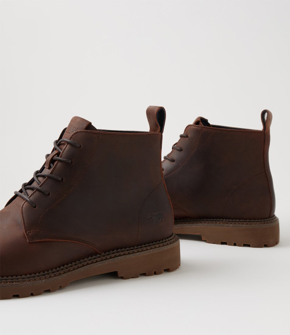 Evan Redwood Leather Lace Up Boots