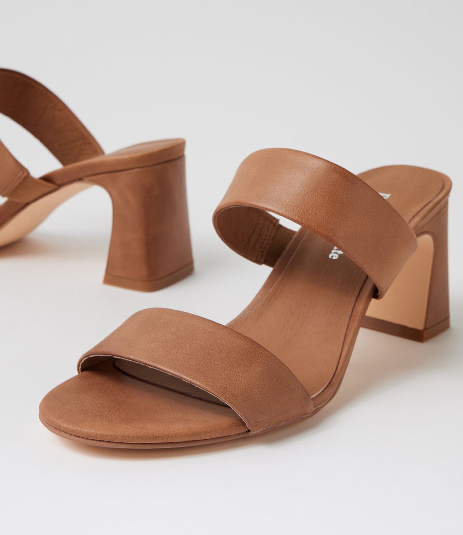 Belline Tan Leather Heeled Sandals