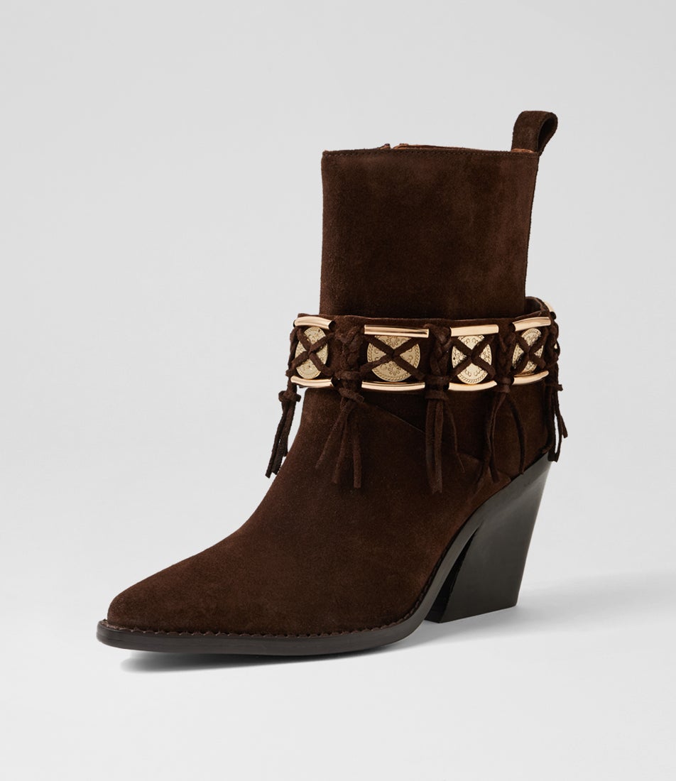 New Kole Coffee Bean Suede Western Boots