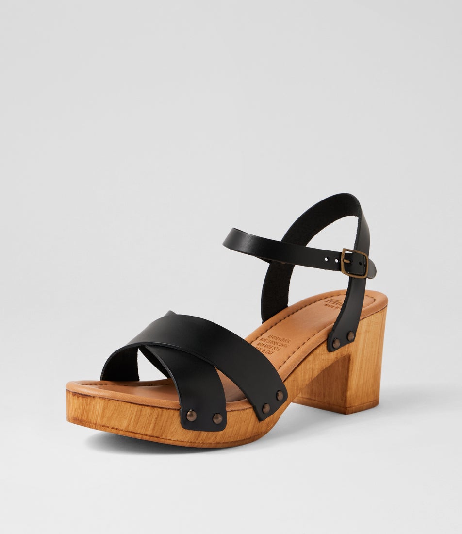 Byron Black Leather Clogs