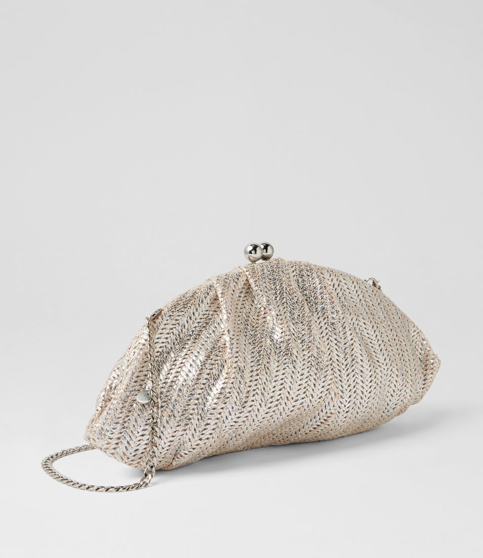 Rita Woven Ivory Clutch